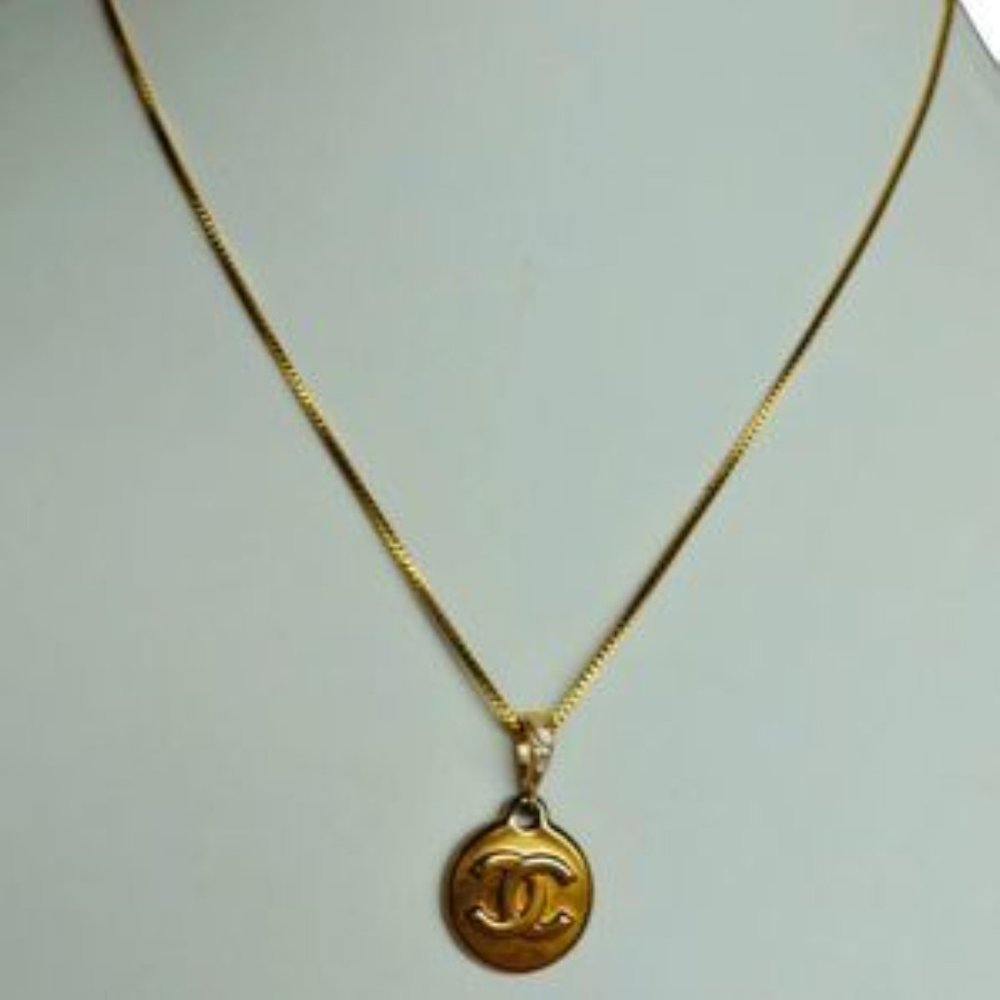 Chanel CC Gold Pendant Necklace